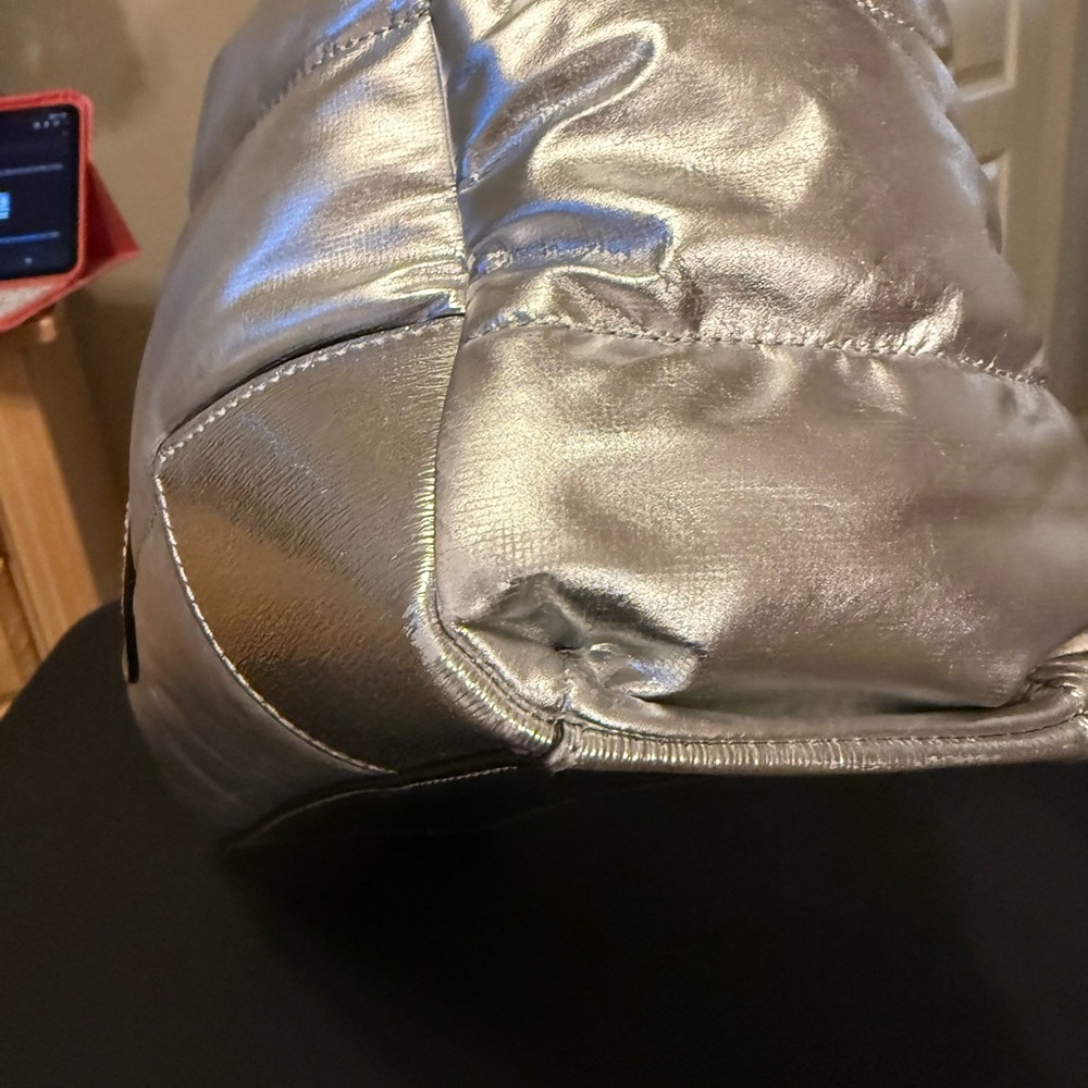 Tory Burch Metallic Silver Puffer Tote - Picture 2 of 5